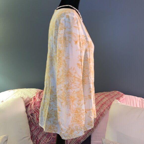 Gap Size XL Floral Boho V Neckline Long Sleeve Blouse - Picture 5 of 11